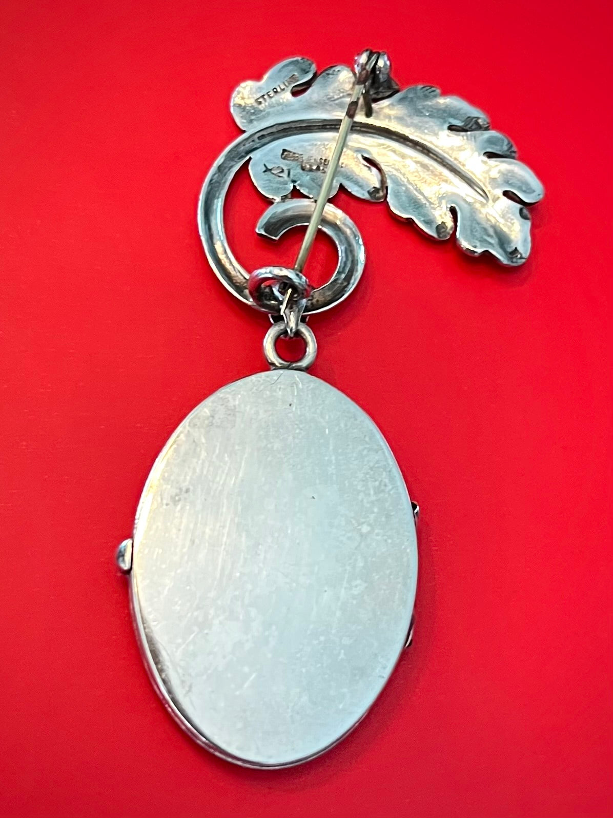 Georg Jensen vintage 925 sterling brooch locket acorn and leaf