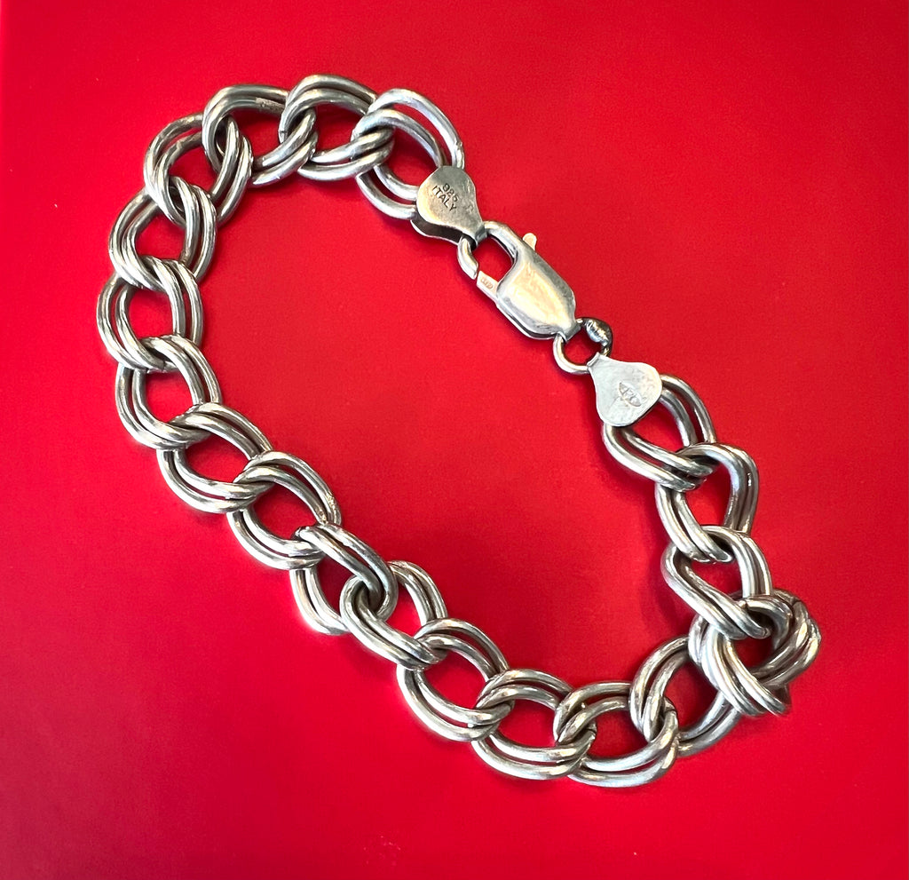 Double link  Sterling Silver Italy Bracelet Vintage